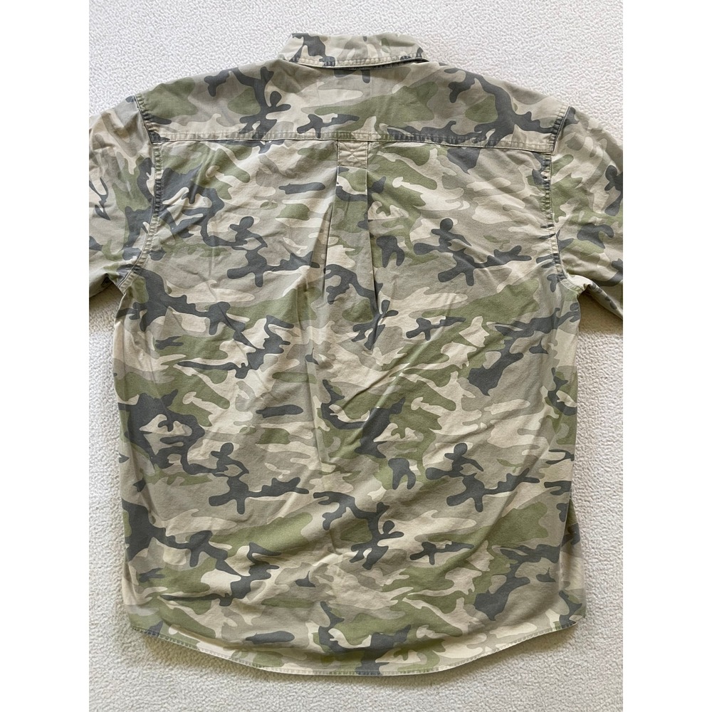 90s Vintage LL Bean Mens Large Button Down Shirt Green Camo Traditional - Picture 12 of 13